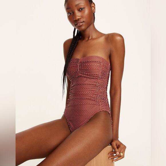 J. Crew Ruched tie-back one-piece in polka dot, Women’s Size 24 - Picture 6 of 6